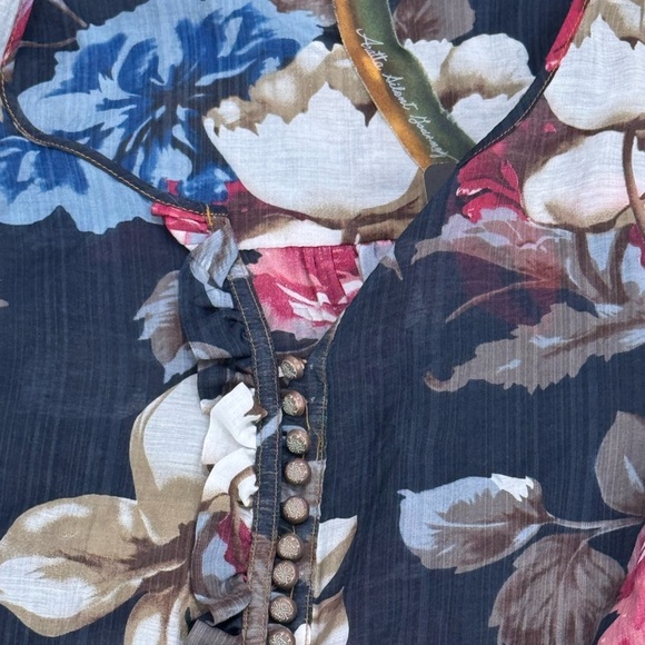 ARATTA SILENT JOURNEY Velvet Burnout Bell Sleeve Mixed Media Boho Blouse XS NWT - Picture 7 of 8